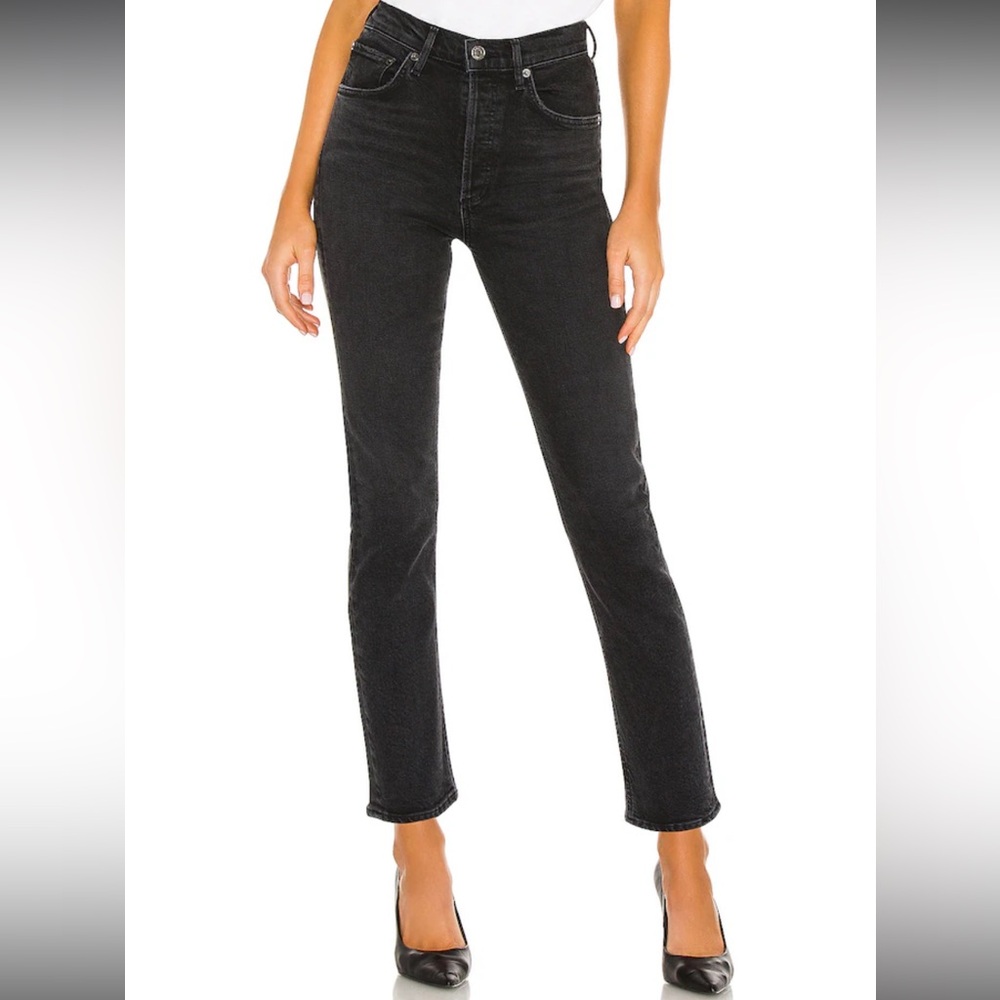 Agolde Riley Black High-Rise Skinny Jeans